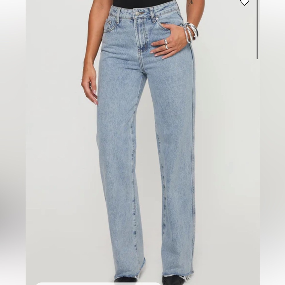 Princess Polly High Rise Straight Leg Jean Light Wash